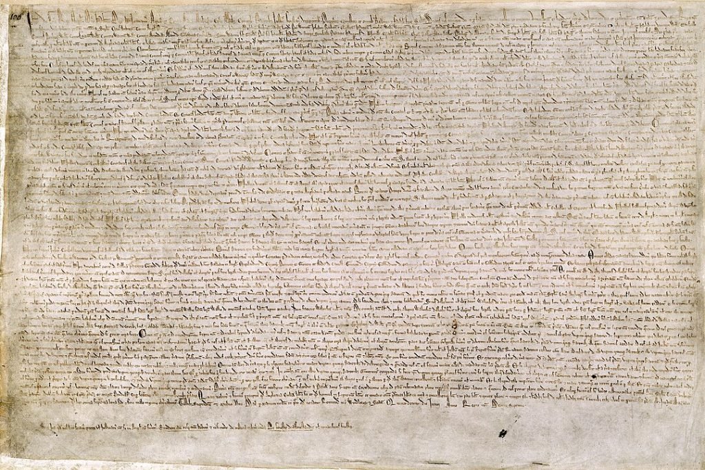 The Magna Carta (originally known as the Charter of Liberties) of 1215