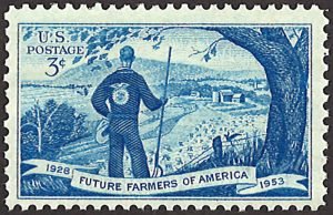 Commemorative 25th anniversary Future Farmers of America postage stamp