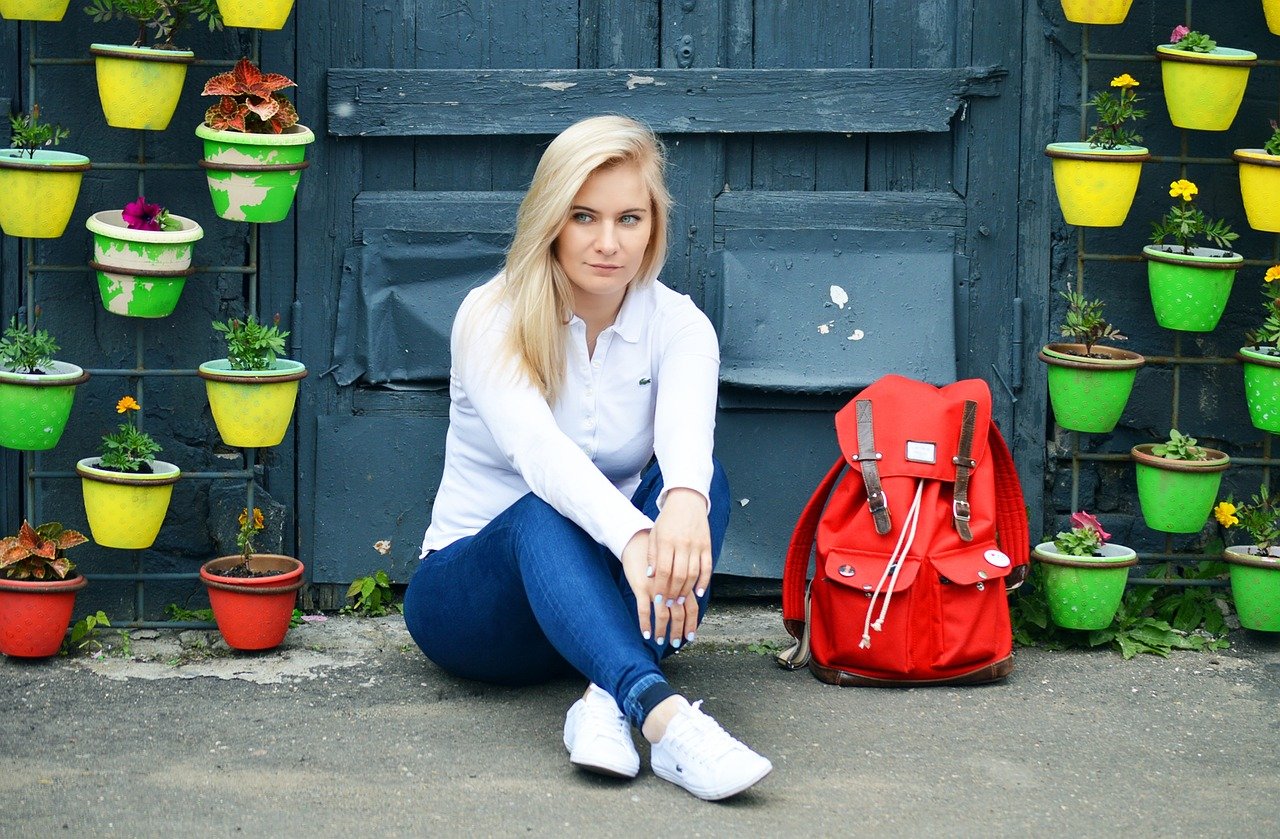 Girl with backpack